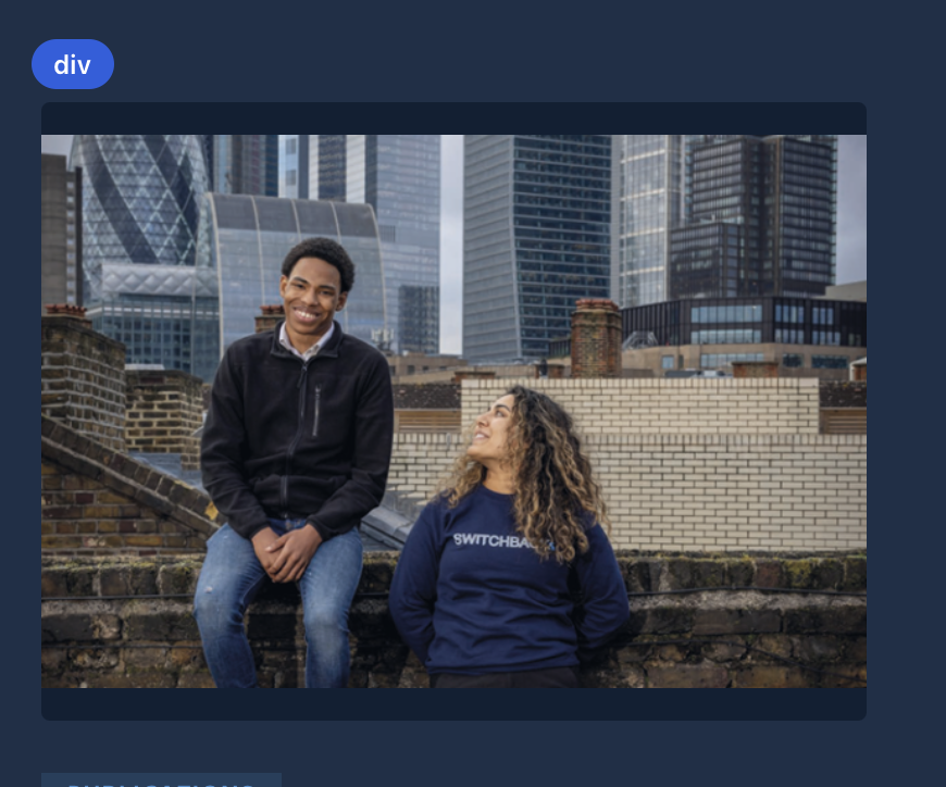Two Switchback team members on a rooftop with the City of London skyline